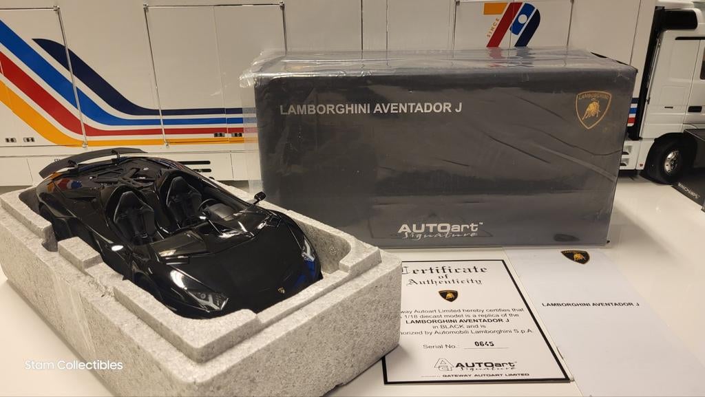 AUTOart Signature Lamborghini Aventador J Black, Hobby en Vrije tijd, Modelauto's | 1:18, Auto, Autoart, Ophalen of Verzenden