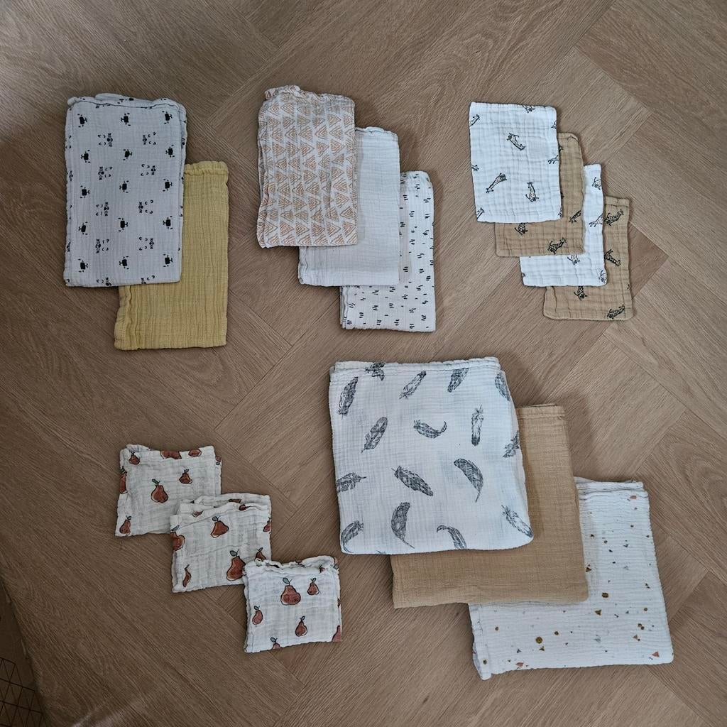 3x XL & 5x normale hydrofiel doeken monddoekjes + washandjes, Ophalen of Verzenden, Gebruikt