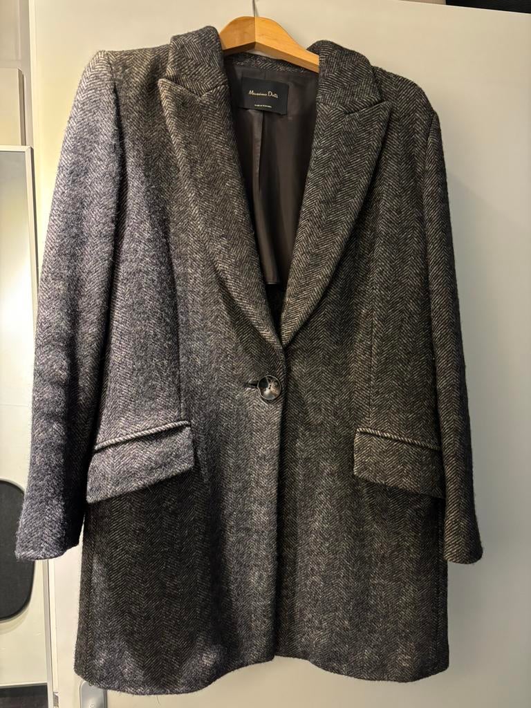 Massimo Dutti lente/herfst jas M visgraat zw/beige, Kleding | Dames, Jassen | Winter, Zo goed als nieuw, Maat 38/40 (M), Zwart