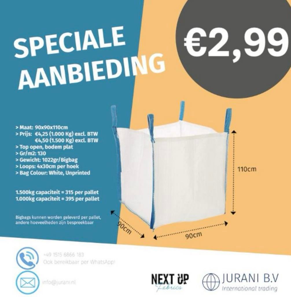 Big bags, Ophalen, Nieuw