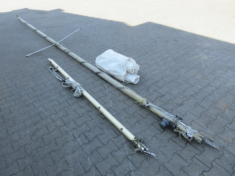 Aluminium mast 6,8 m+ giek+ verstagingen en zeilen, Pandora, Ophalen, 6 meter of meer, Gebruikt, Minder dan 15 m²