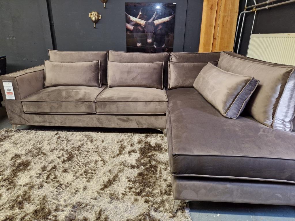 Voorraad Actie | Velvet hoekbank Lounge | Showroom Utrecht, Huis en Inrichting, Banken | Bankstellen, Ophalen, Hoekbank, 150 cm of meer