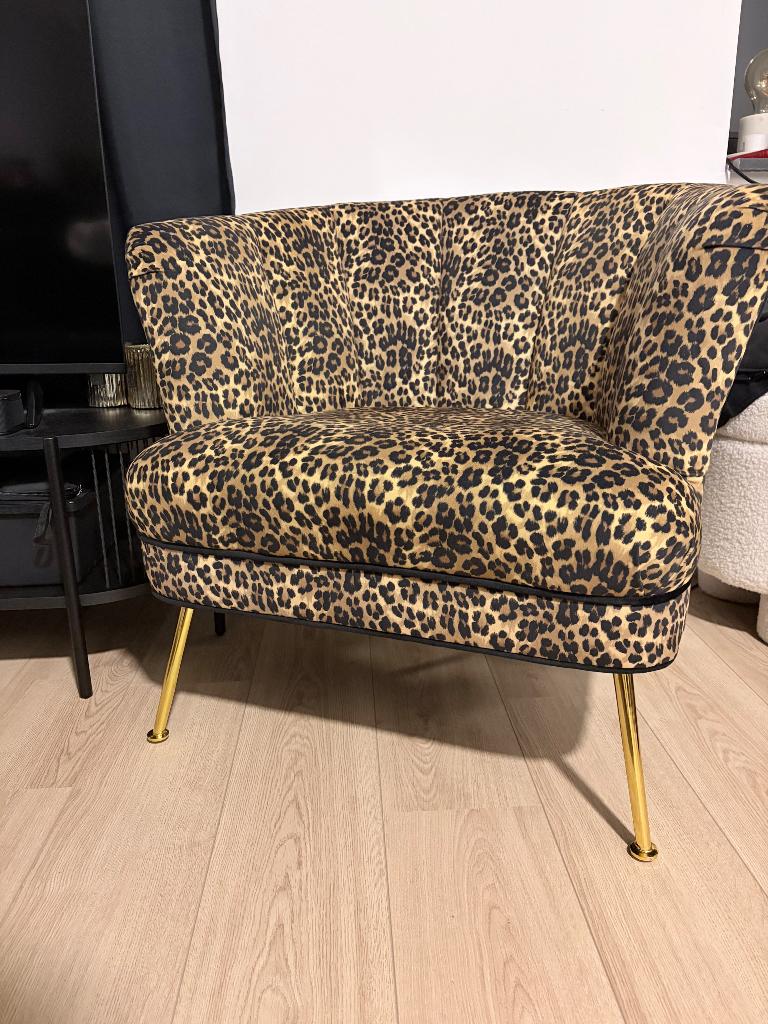 Panterprint stoel, Huis en Inrichting, Ophalen, 75 tot 100 cm, Zo goed als nieuw, Stof