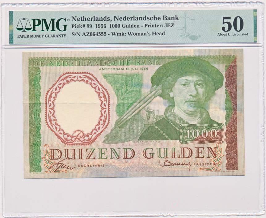 Nederland 1000 gulden 1956 Rembrandt PMG50, Postzegels en Munten, Bankbiljetten | Nederland, Ophalen of Verzenden, 1000 gulden