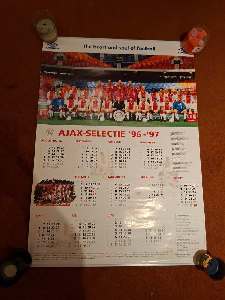 Ajax Selectie '96-'97 Poster Kalender, Verzenden, Sport, A1 t/m A3, Rechthoekig Staand