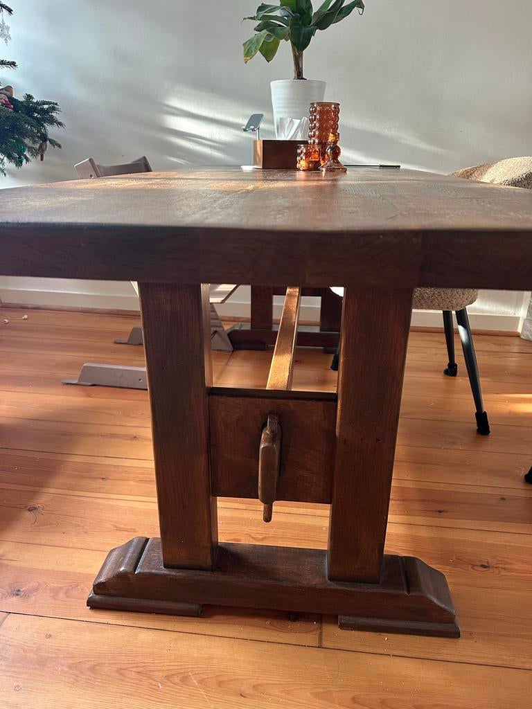 Massief houten kloostertafel - 200x90 cm, Ophalen, Gebruikt