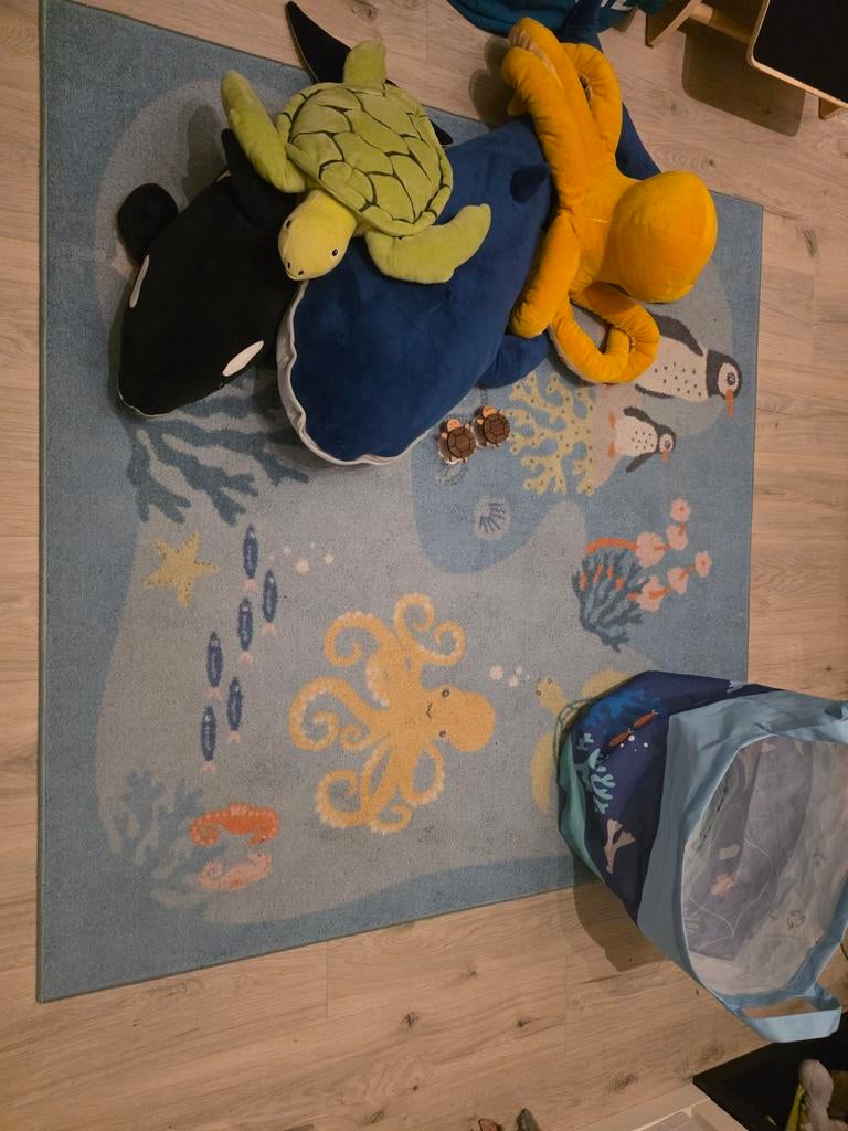 Vloerkleed en knuffels onderwaterdieren, Ophalen, Zo goed als nieuw