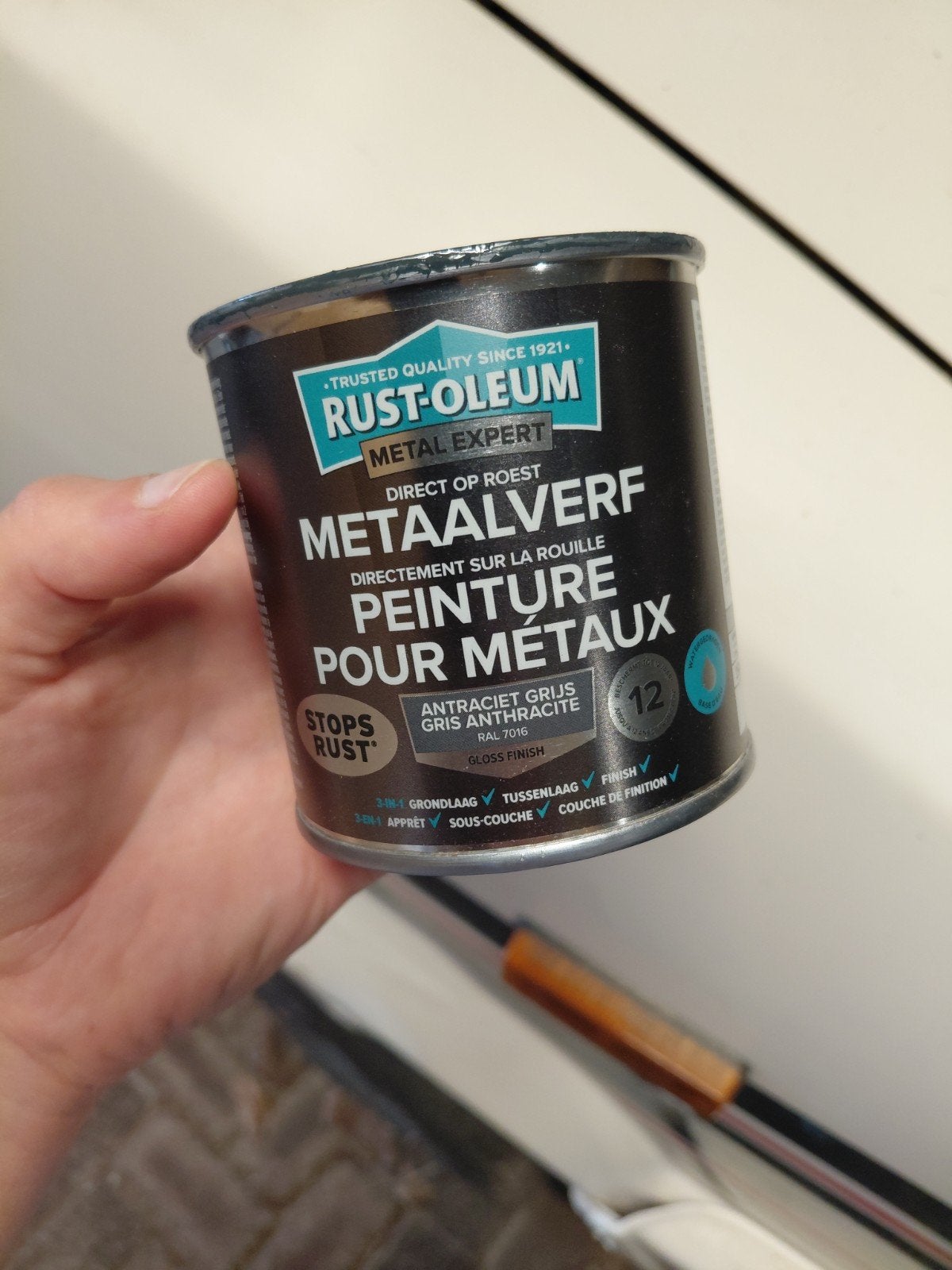 Rust-Oleum Metaalverf Antraciet Ral 7016 250ml, Ophalen of Verzenden, Grijs, Minder dan 5 liter, Verf