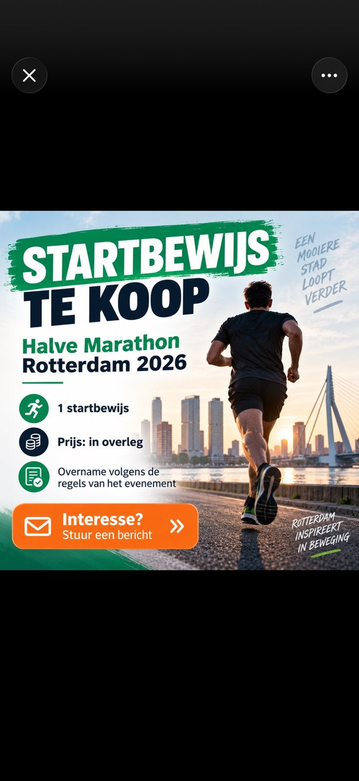 Startbewijs halve marathon Rotterdam, Eén persoon