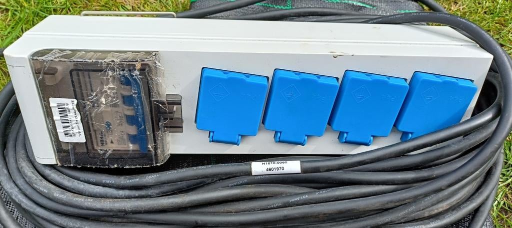 Stekkerdoos Tent/Vouwwagen 25m Kabel 4 Stopcontacten Aardlek, Caravans en Kamperen, Ophalen of Verzenden, Nieuw