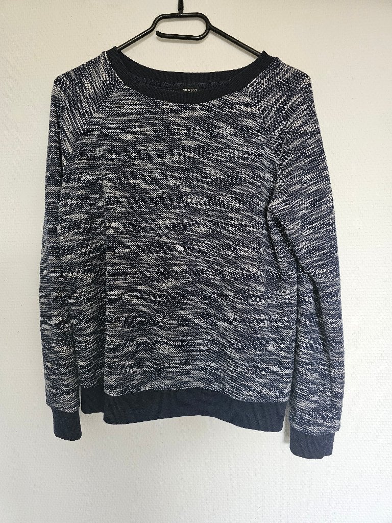 blauwe trui met witte accenten, Blauw, Ophalen of Verzenden, Forever 21, Maat 36 (S)