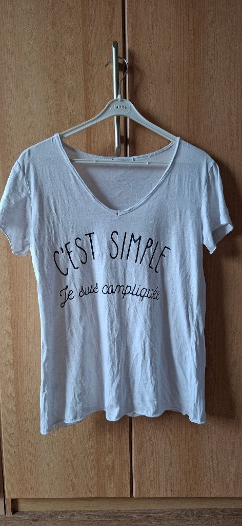 Wit t-shirt met tekst van Andromede maat M/L, Maat 38/40 (M), Andromede, Wit, Ophalen of Verzenden