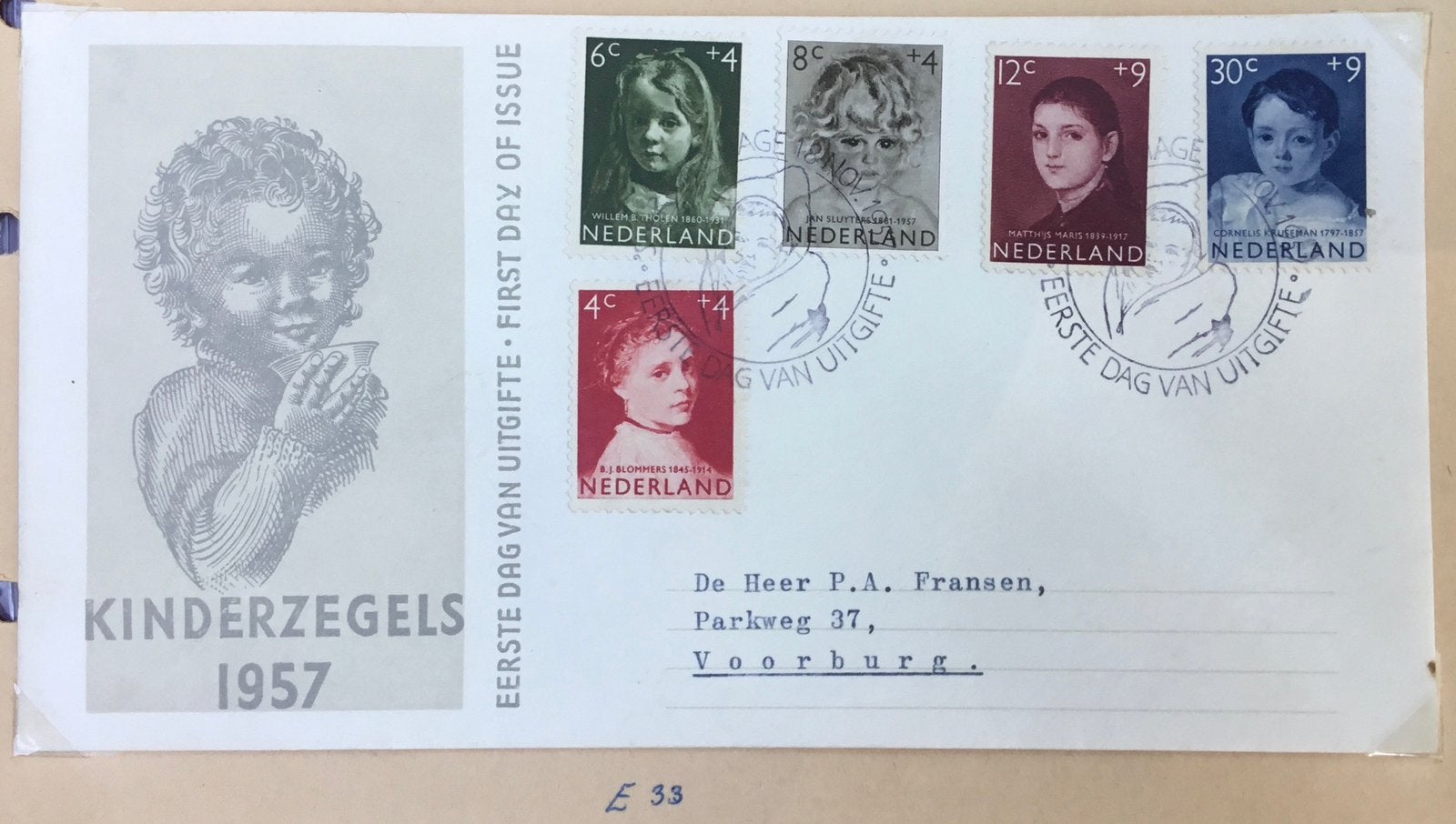 Eerste dag envelop kavel E13, Ophalen of Verzenden, Beschreven, Nederland