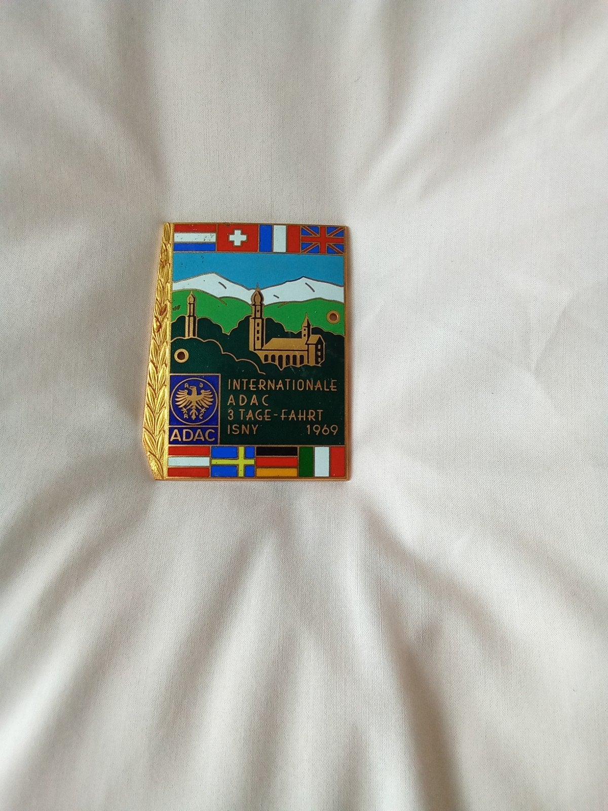 ADAC 3TAGE-FAHRT ISNY 1969 Geëmailleerde Plaquette, Verzamelen, Automerken, Motoren en Formule 1, Ophalen of Verzenden, Gebruikt