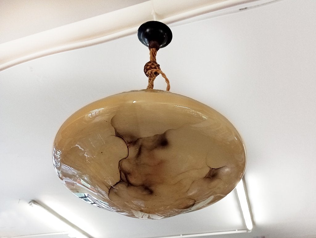 Antieke hanglamp gemarmerd glas, Ophalen of Verzenden, Gebruikt, Glas, Vintage