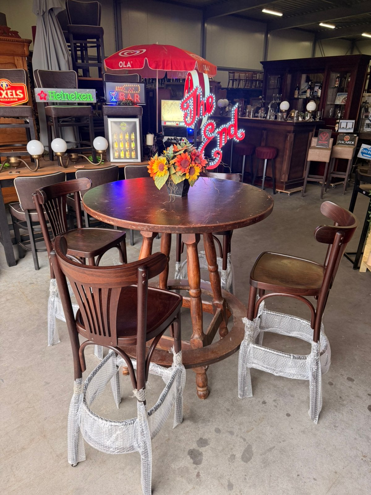 Statafel rond cafe bar kroeg mancave biertafel vintage, Ophalen of Verzenden, Gebruikt