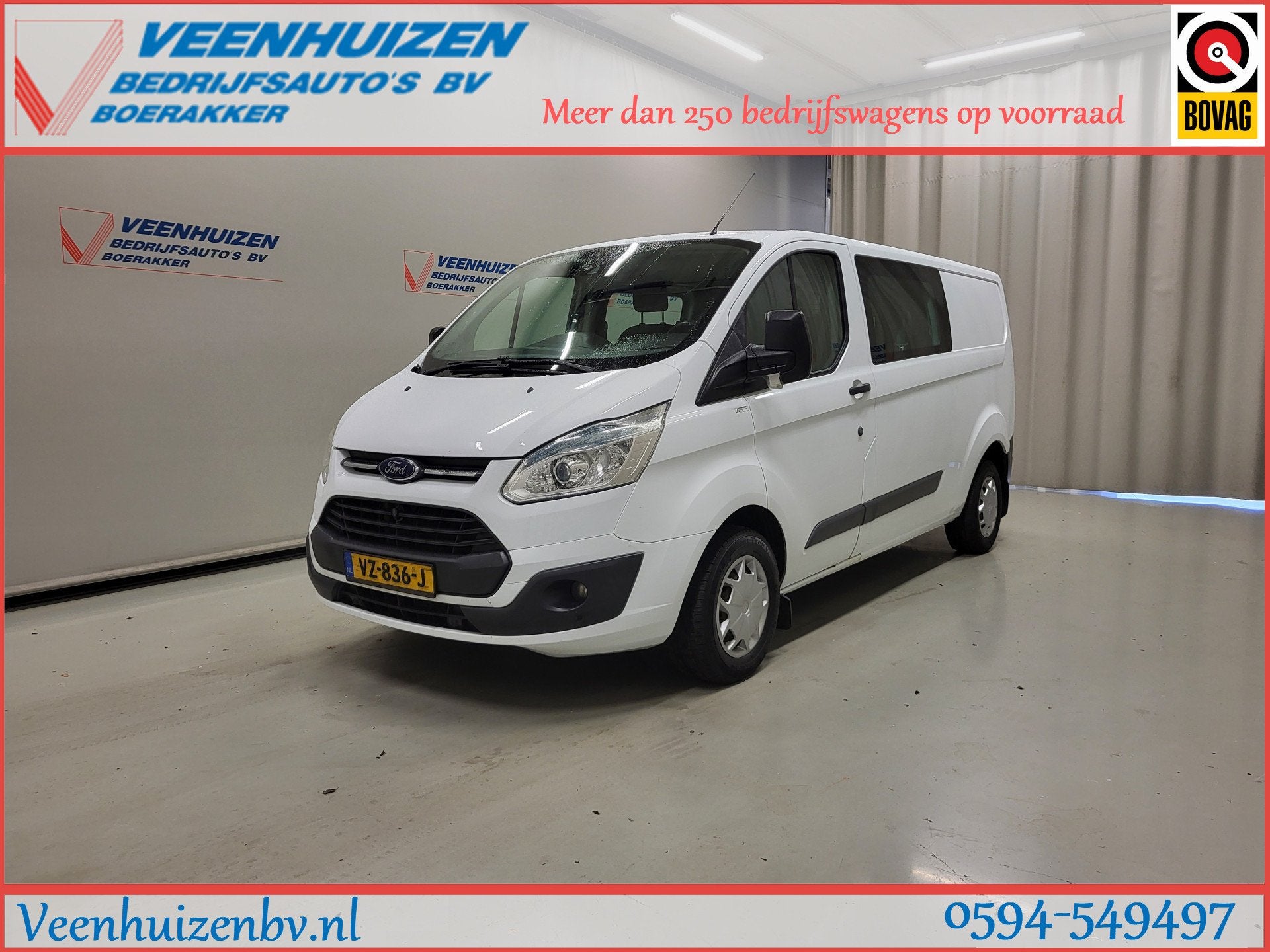Ford Transit Custom 2.2TDCI L2/H1 Dubbele Cabine! (bj 2016), Auto's, Voorwielaandrijving, Euro 5, 101 pk, Gebruikt