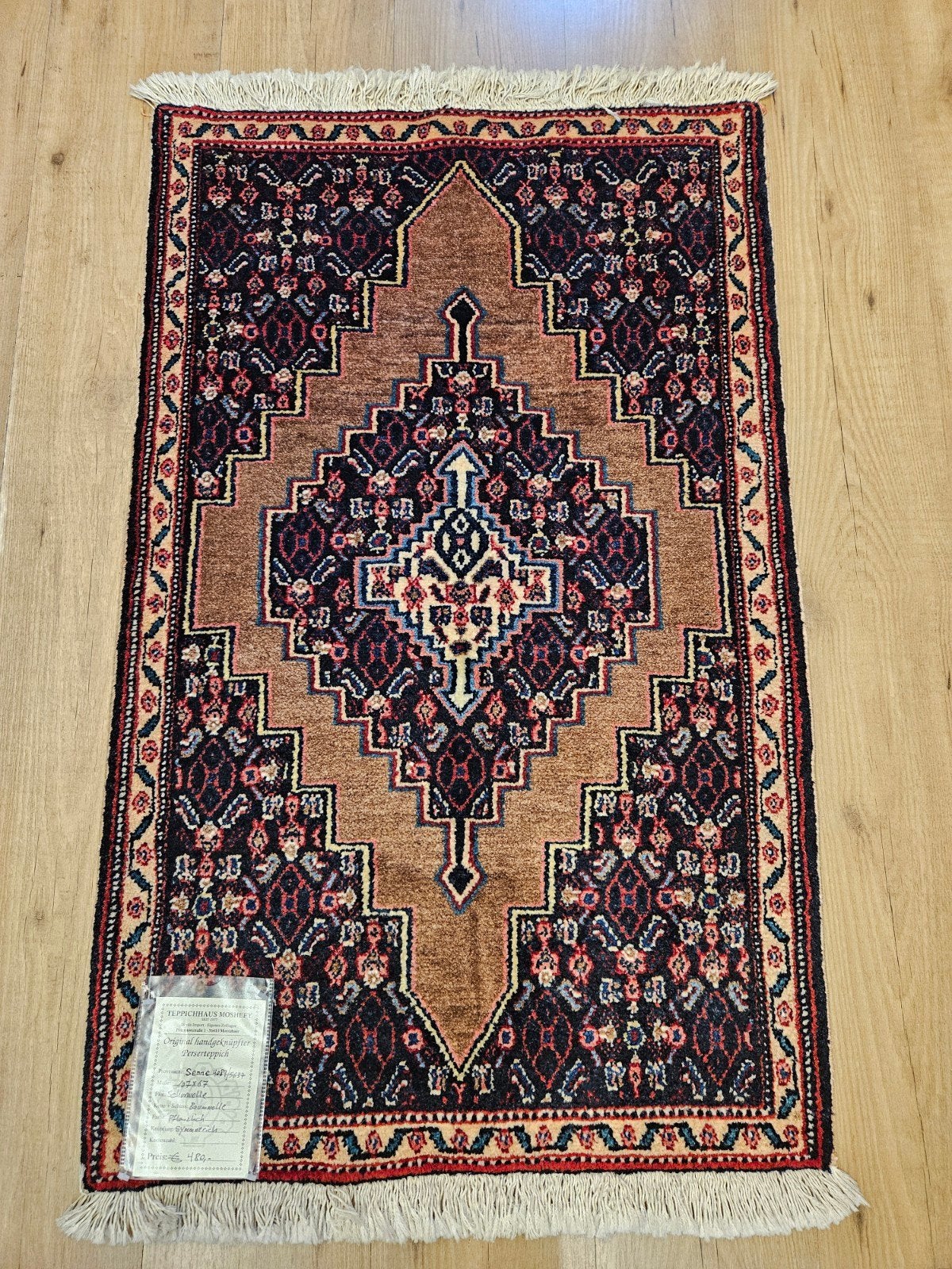 Vintage handgeknoopt perzisch tapijt senneh 116x67