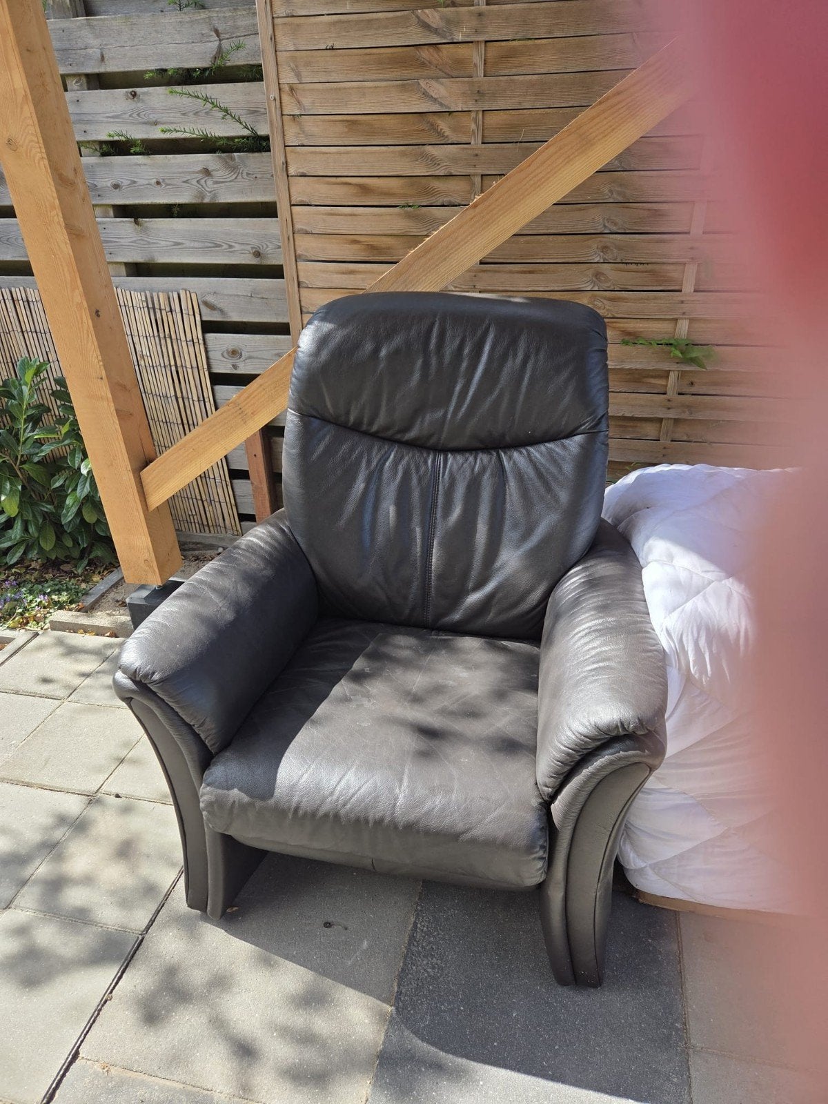 zwart leren stoel, Huis en Inrichting, Ophalen, Gebruikt, Zwart, Leer