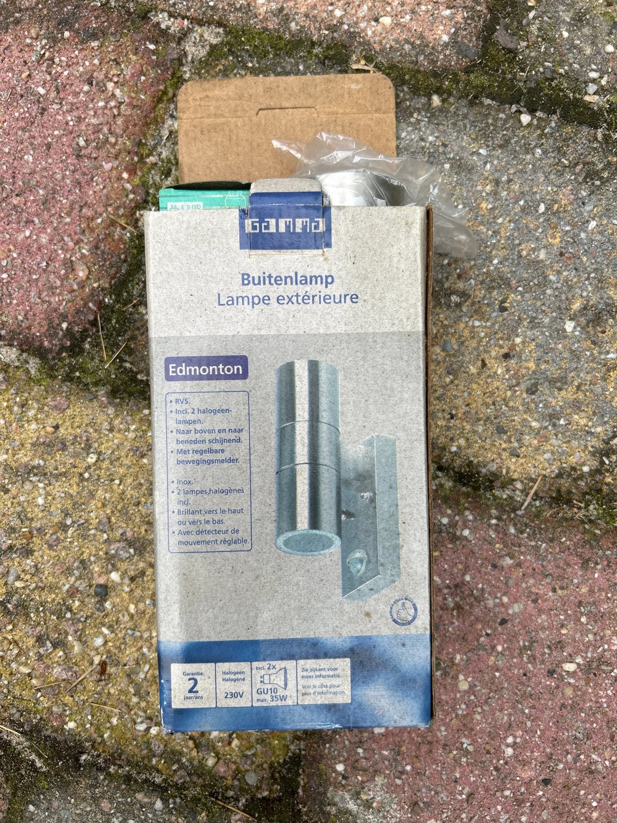 Gamma Edmonton RVS Buitenlamp met Bewegingsmelder, Met sensor, Overige merken, GU10, Nieuw