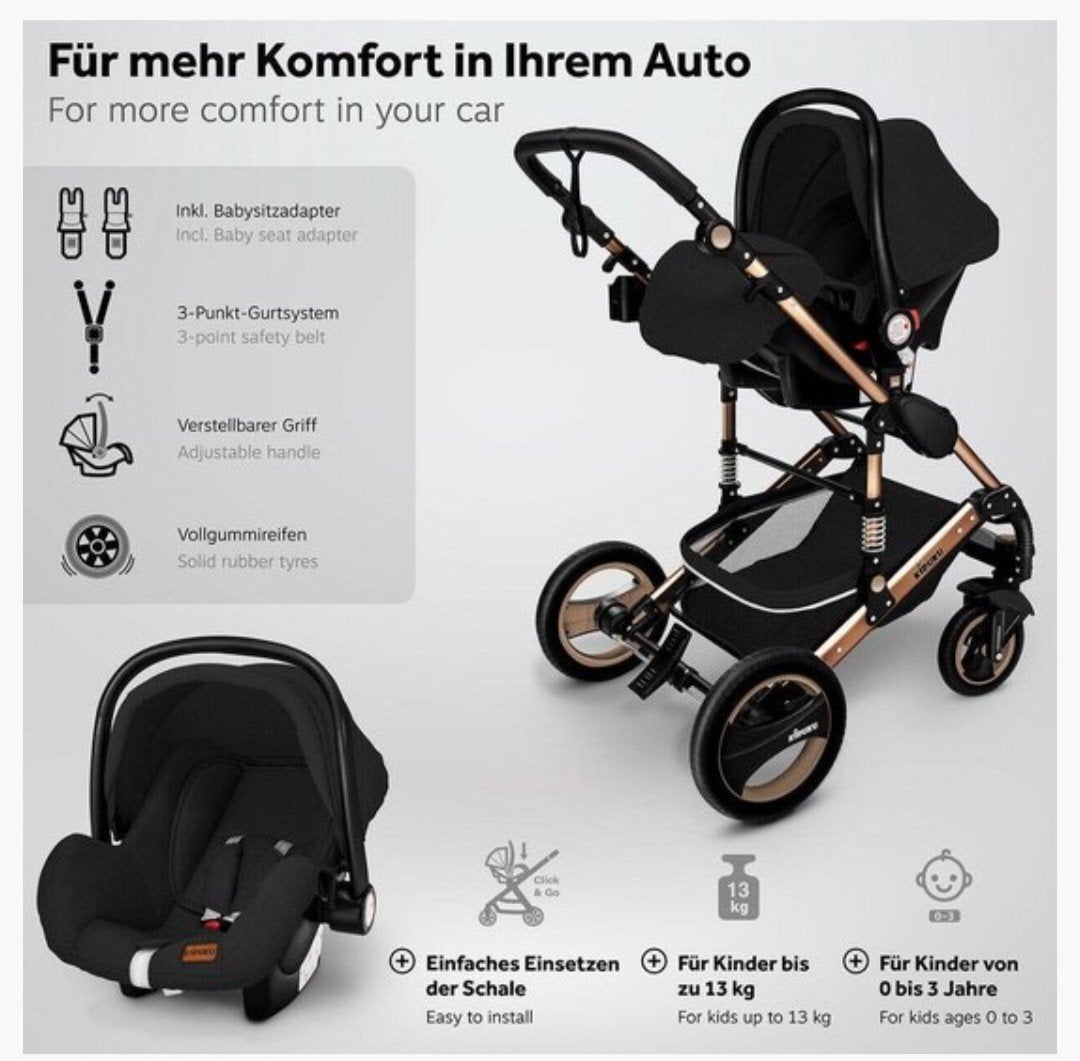 kiduki 3 in 1 kinderwagen zwart gooud (NIEUW in doos ), Kinderen en Baby's, Ophalen, Nieuw, Overige merken