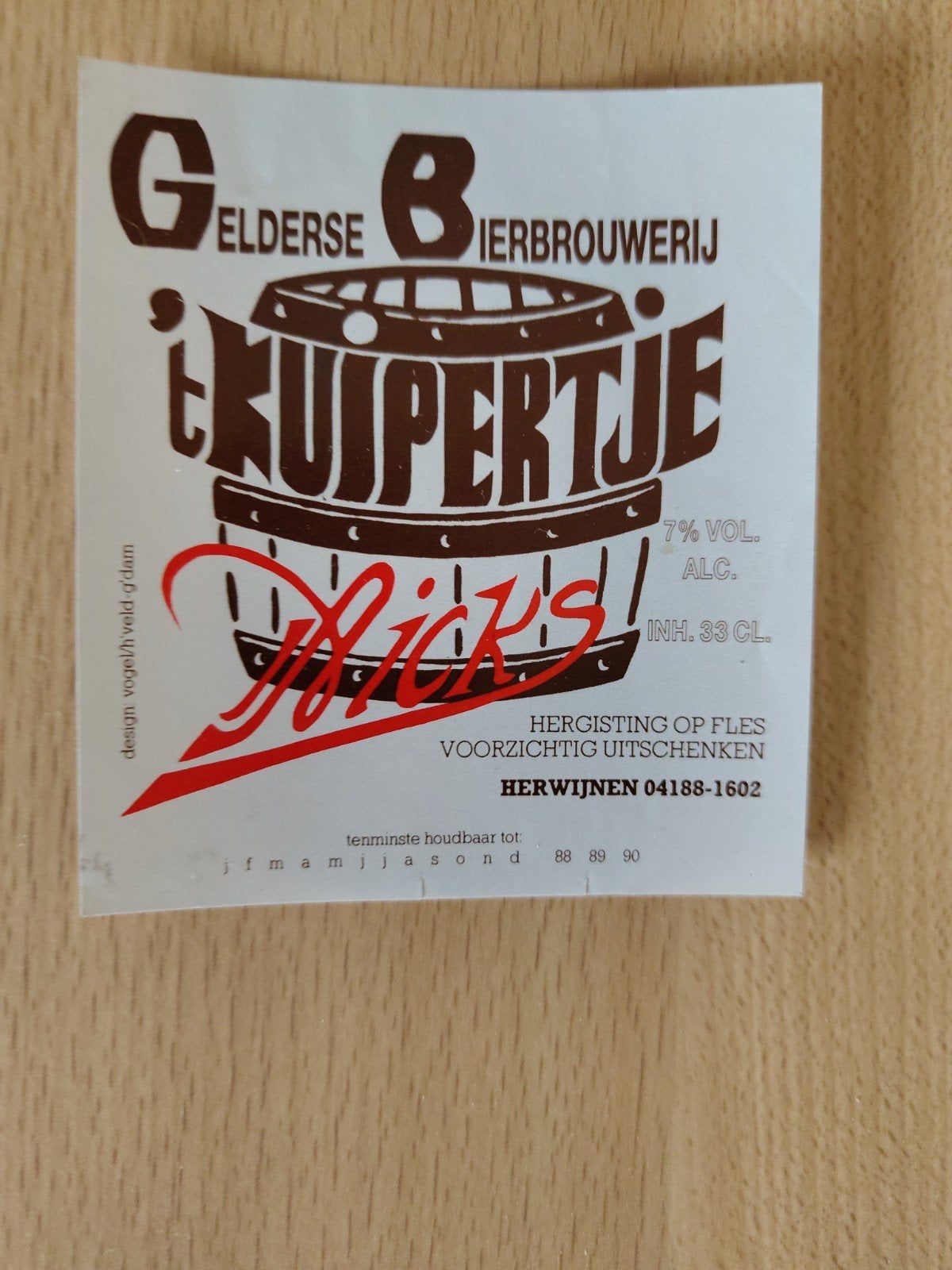 ongebruikt etiket t kruipertje 1989, Verzamelen, Ophalen of Verzenden, Overige typen, Overige merken