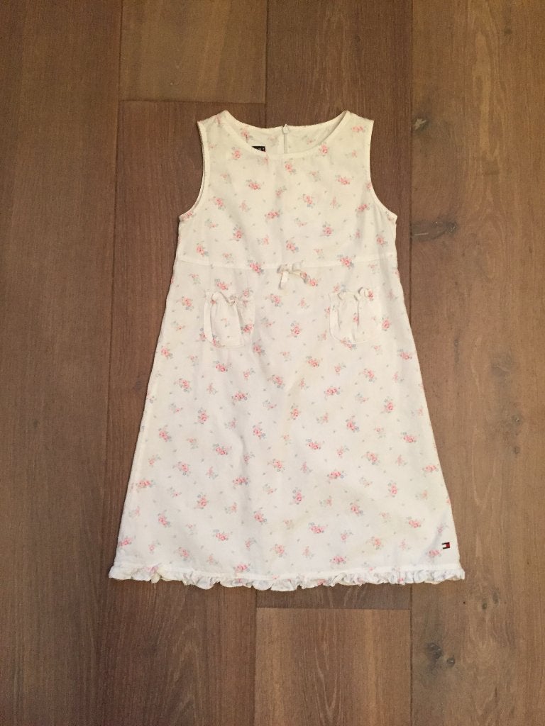 Tommy Hilfiger zomers wit jurkje met klein bloemetje; mt 128, Kinderen en Baby's, Kinderkleding | Maat 128, Meisje, Ophalen of Verzenden