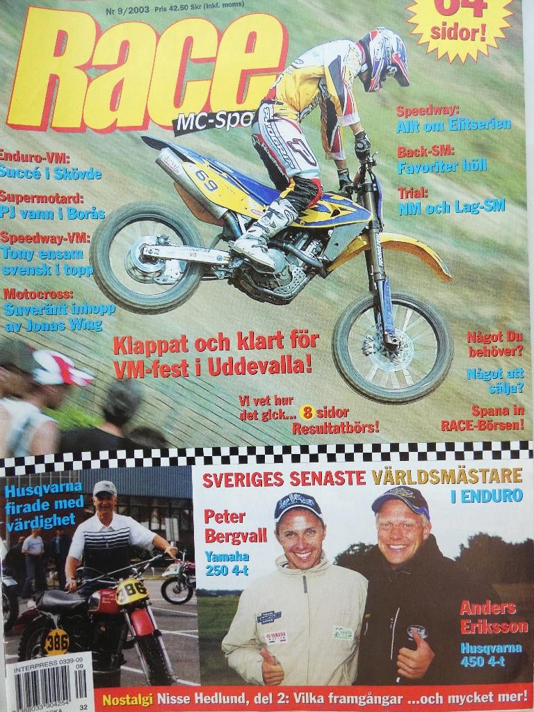 Race 9 2003 Husqvarna Bergvall Erikssson  Supermotard SM, Ophalen of Verzenden, Gelezen, Algemeen