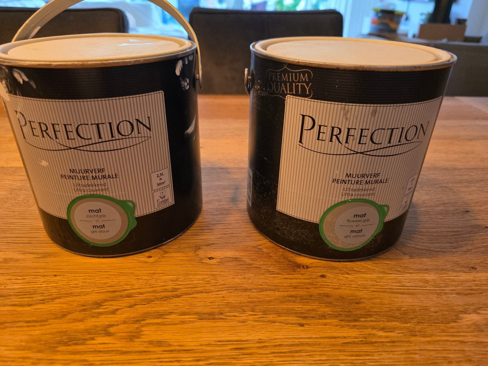 2x Perfection Muurverf Mat - 2.5L, Nieuw, Ophalen of Verzenden, Verf, Grijs