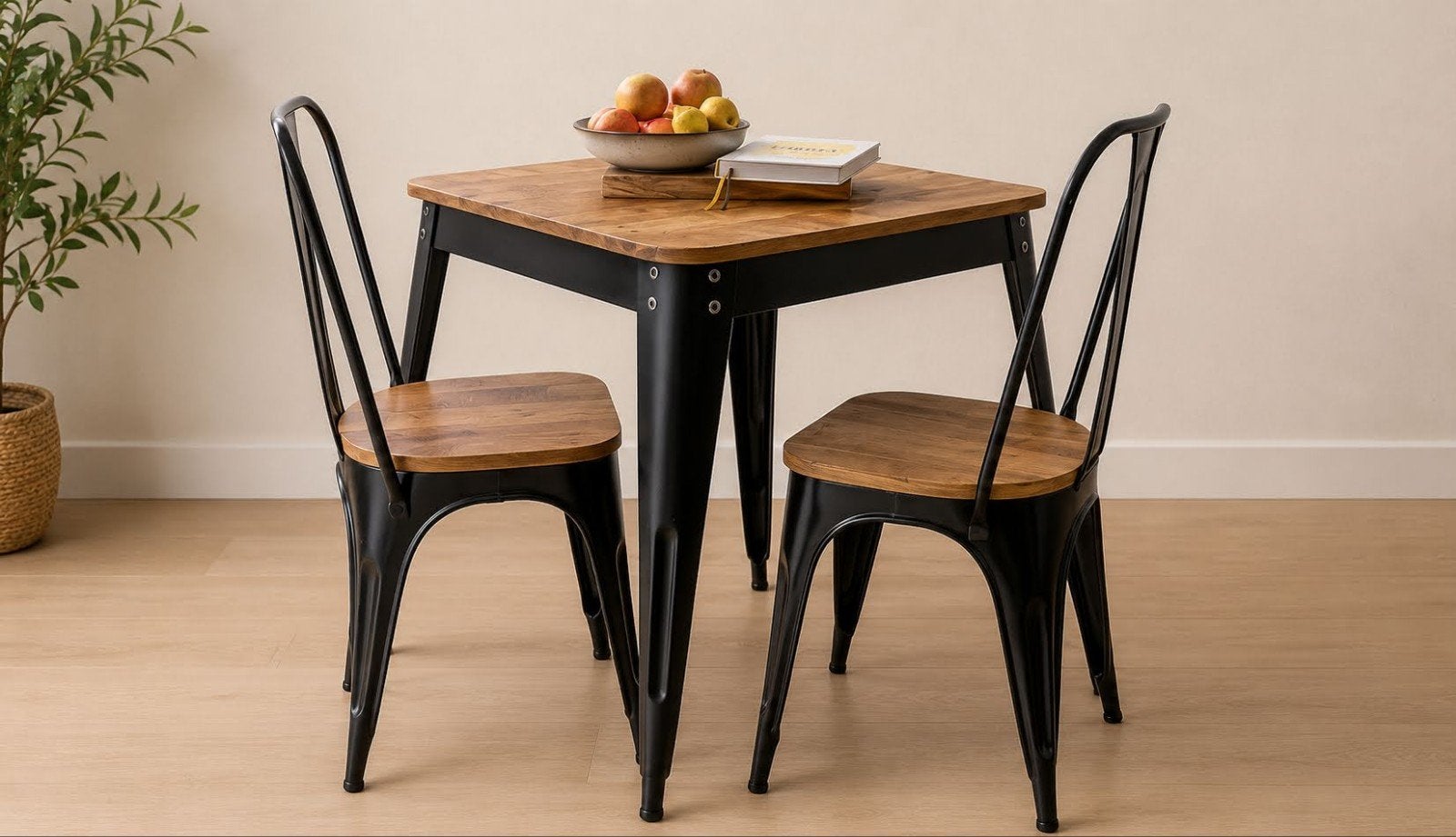 Tafel met 4 stoelen, Huis en Inrichting, Ophalen, Overige materialen, Gebruikt, Zwart