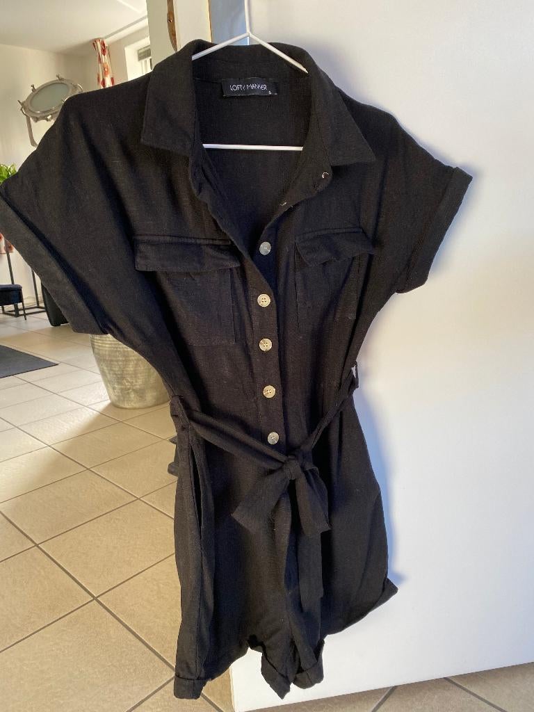 Z g a nieuwe zwarte jumpsuit korte broek - mt S linnen visco, Ophalen of Verzenden, Zo goed als nieuw, Maat 36 (S), Zwart