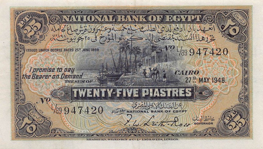 Eygpte 25 Piastres 1948 - In zeer goede staat, Postzegels en Munten, Ophalen of Verzenden, Overige landen, Los biljet
