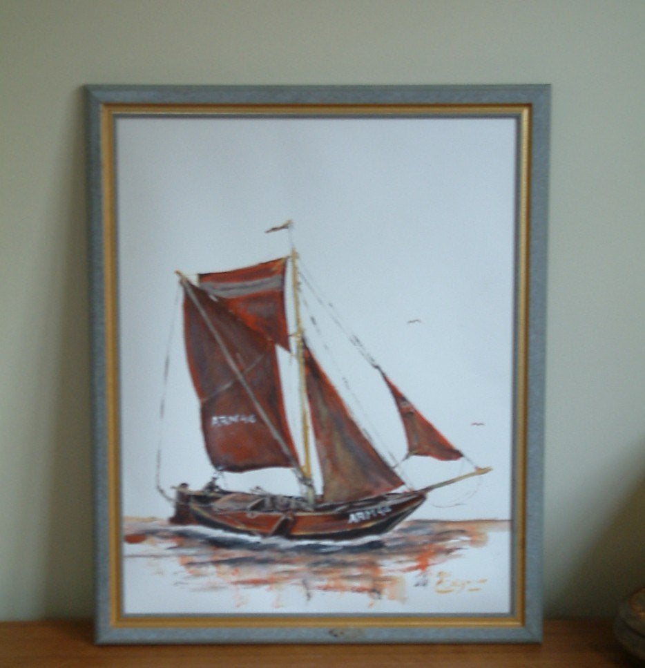 hoogaars oude visserij op de zeil   Arnemuiden Jac  Caljouw, Ophalen of Verzenden, Klassiek, Papier, Maritiem / water