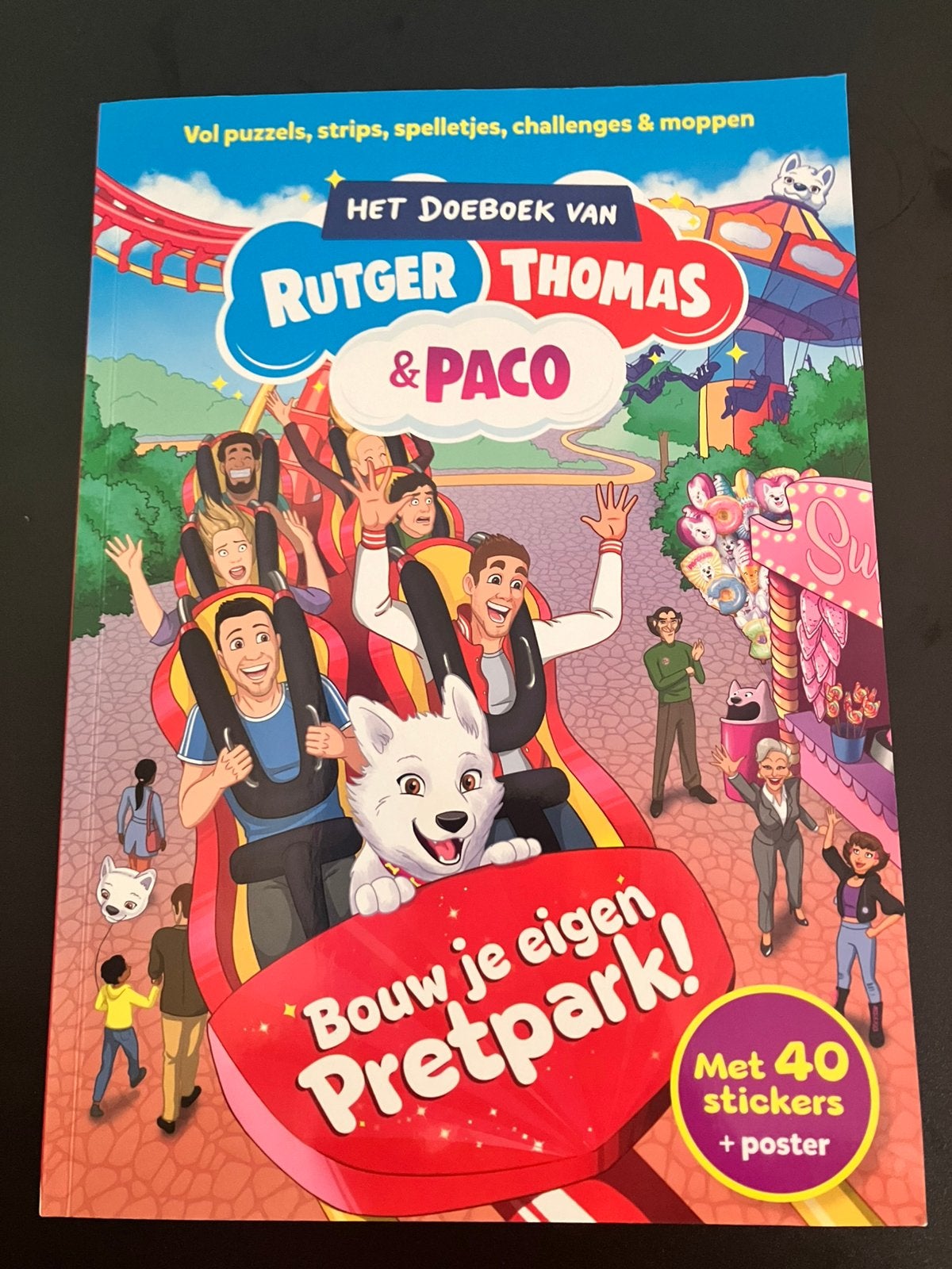 Rutger, Thomas en Paco -  Doeboek Bouw je eigen pretpark, Boeken, Kinderboeken | Jeugd | onder 10 jaar, Ophalen, Zo goed als nieuw