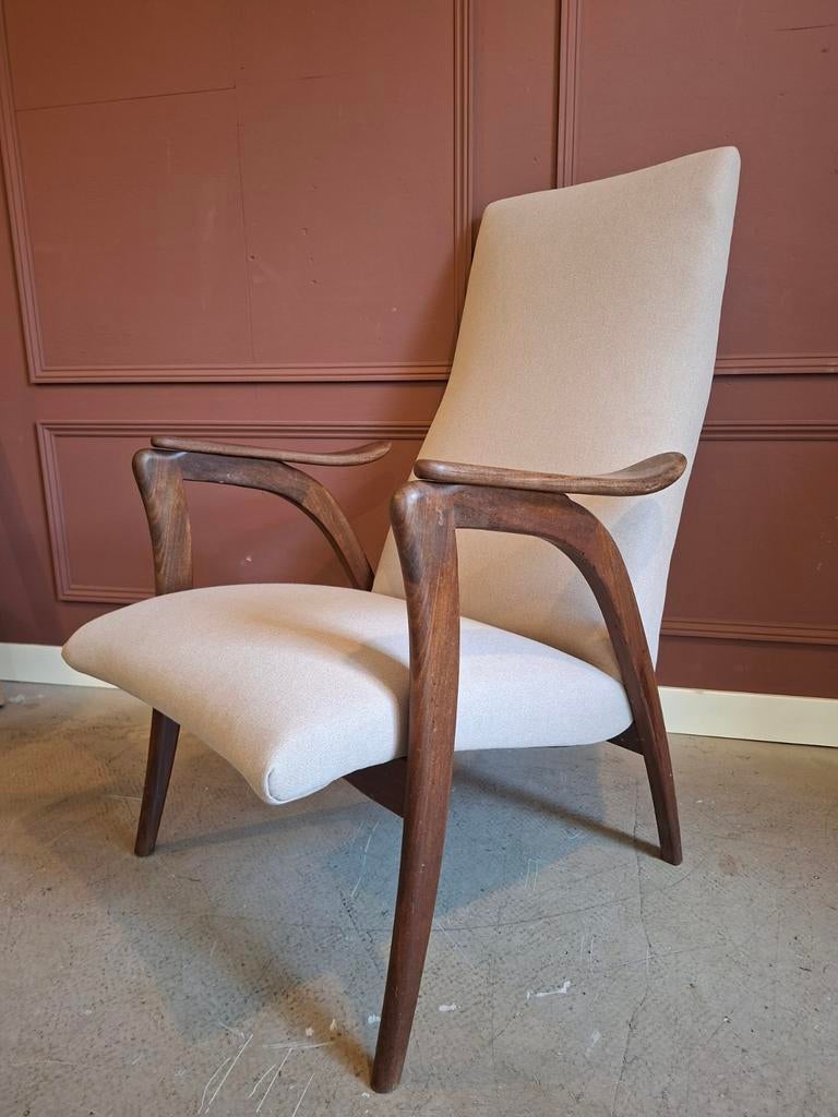 Vintage Fauteuil, Gebruikt, Minder dan 75 cm, Ophalen of Verzenden, Stof