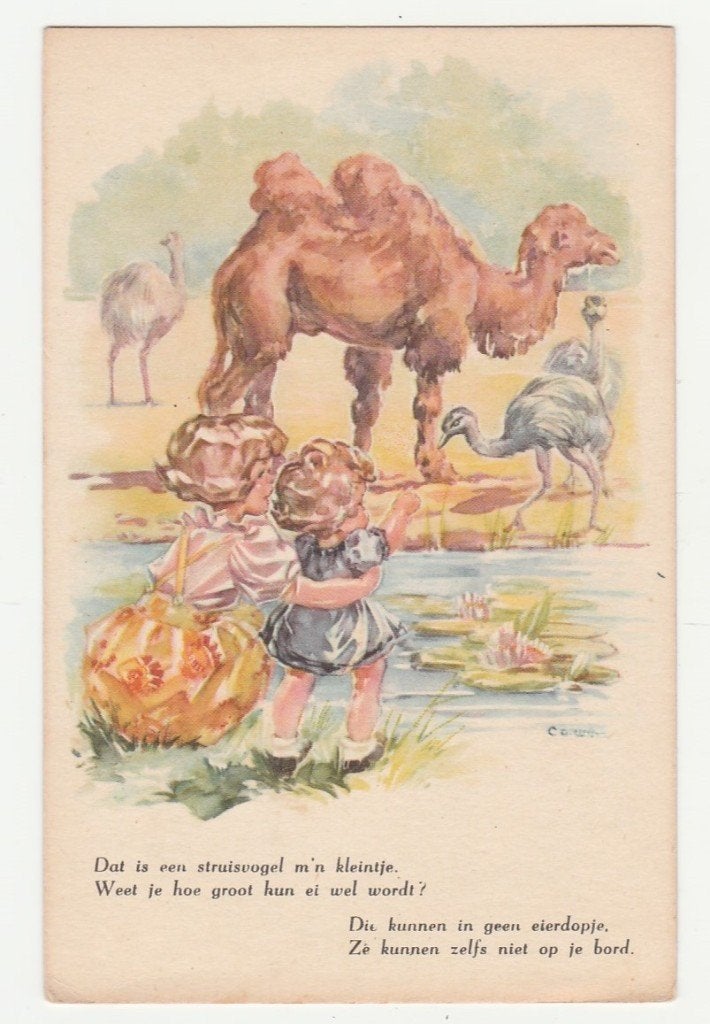 Kinderen.  Corina Smit.  Ned. Illustratoren.  Kamelen enz., Verzenden, 1940 tot 1960, Ongelopen, Overige thema's