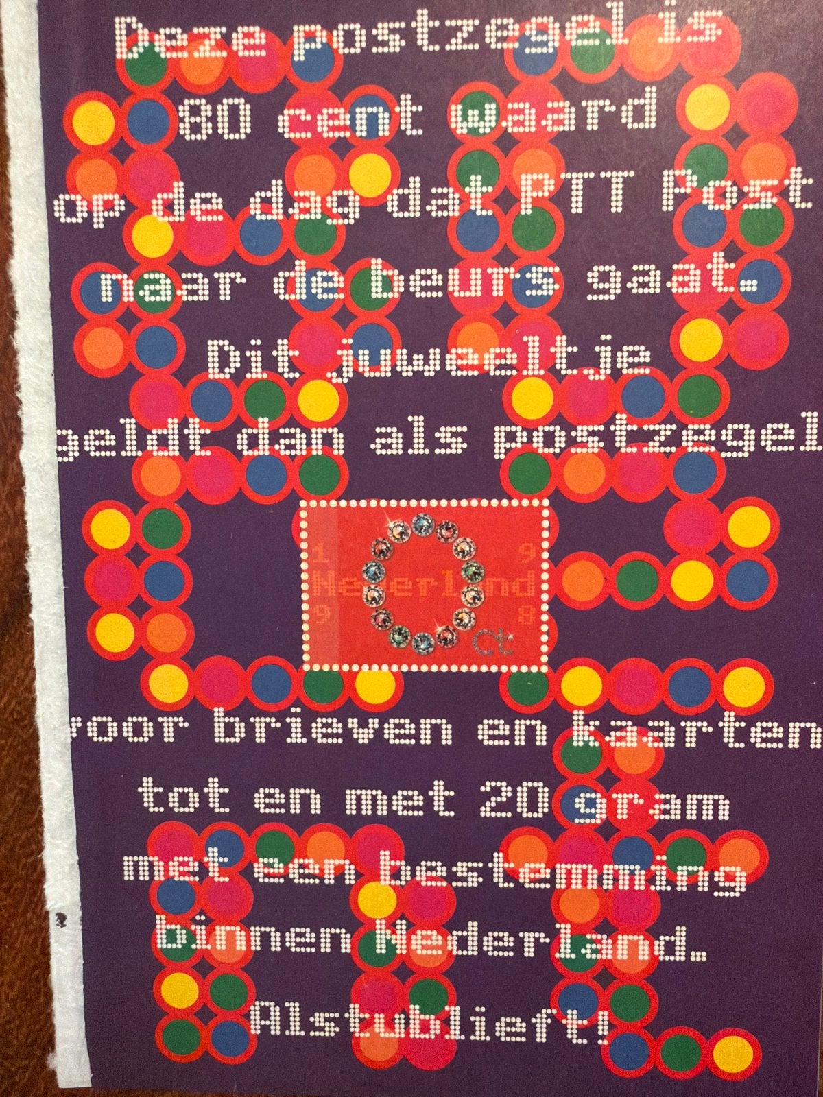 NL “Nul-zegel”. Postzegel  - Beursgang 1998, Ophalen of Verzenden, Na 1940, Postfris