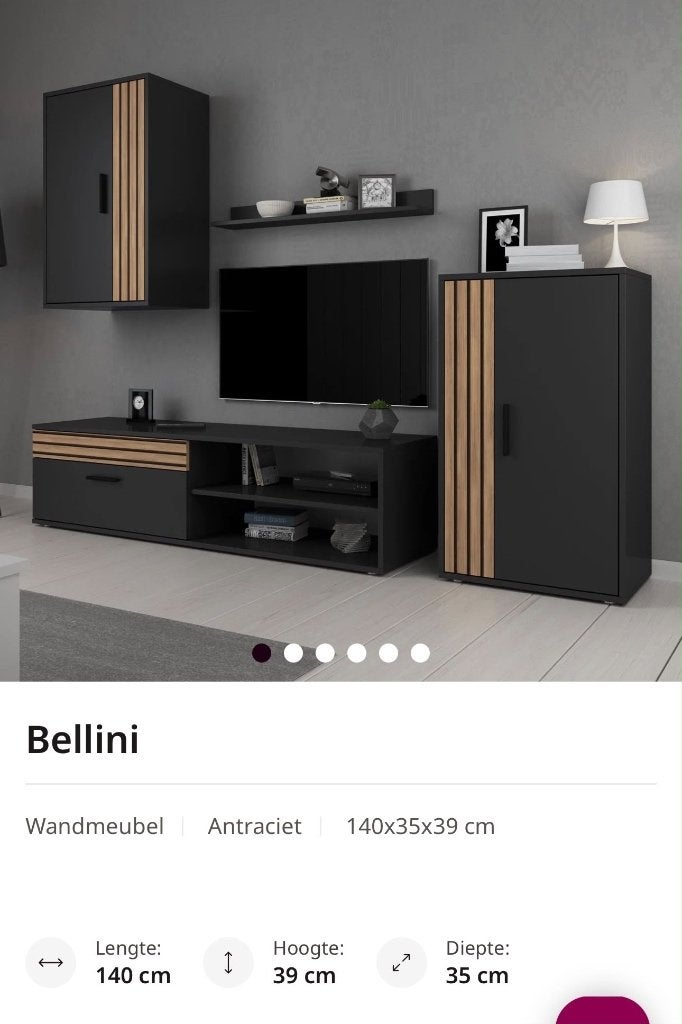 tv wandmeubel billino, Ophalen, Met deur(en), 100 tot 150 cm, 150 tot 200 cm