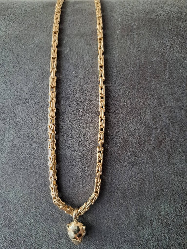 Konings ketting, Sieraden, Tassen en Uiterlijk, Kettingen, Ophalen, Met hanger, Zo goed als nieuw, Goud