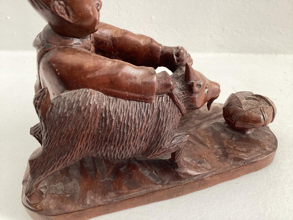 Jongetje met bok, Japans, Antiek en Kunst, Ophalen of Verzenden