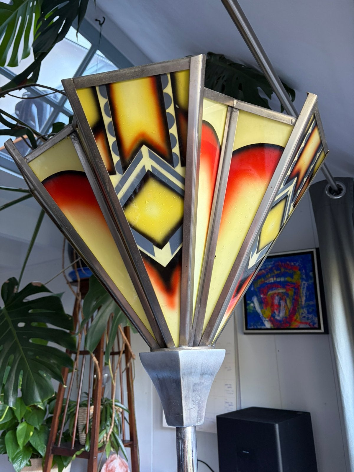 Vintage Art Deco stijl uplighter Art de France – glazen kap, Antiek en Kunst, Ophalen