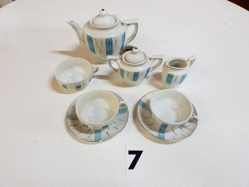 Mini servies nr. 7, blauw wit, 8-delig, Ophalen of Verzenden, 'T Olde Gre-j, Info@toldegrej.nl, Endepoelstraat 20f Didam