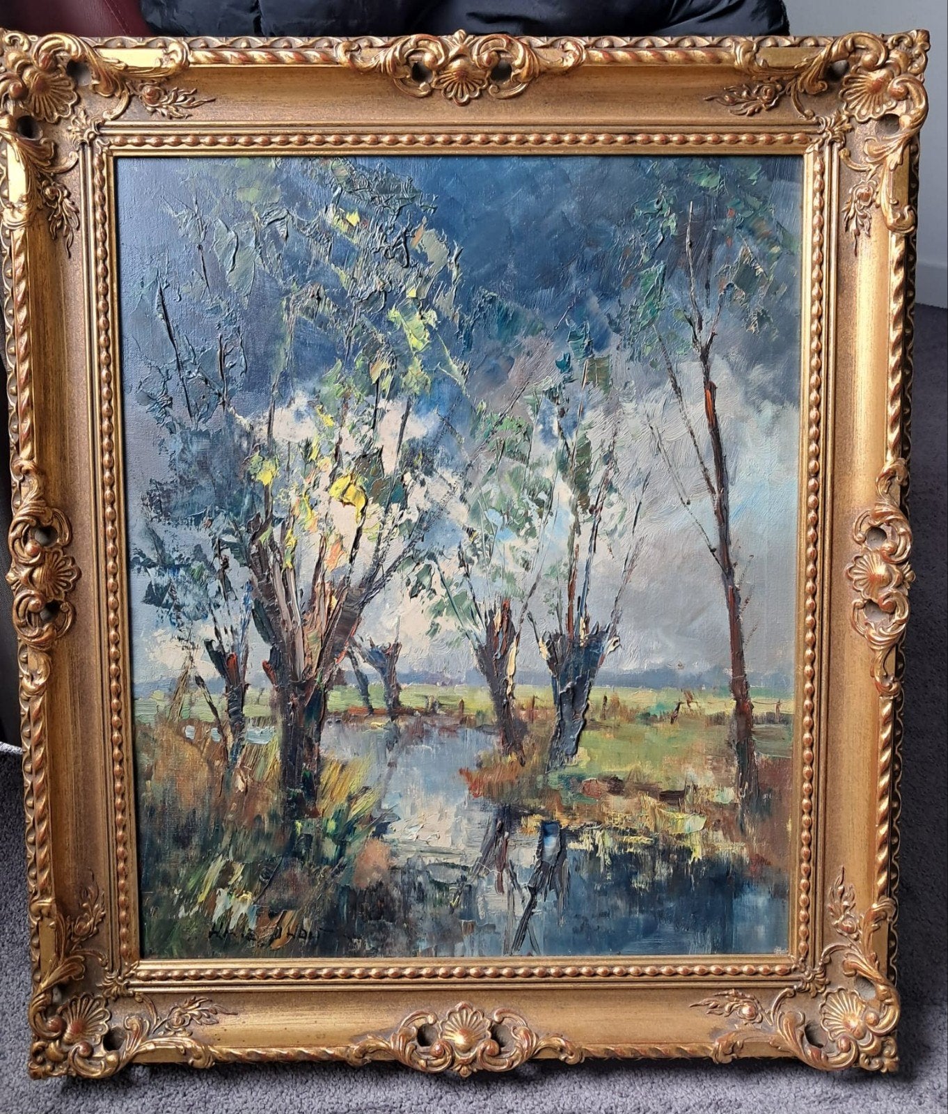 Schilderij polderlandschap inclusief lijst, Ophalen