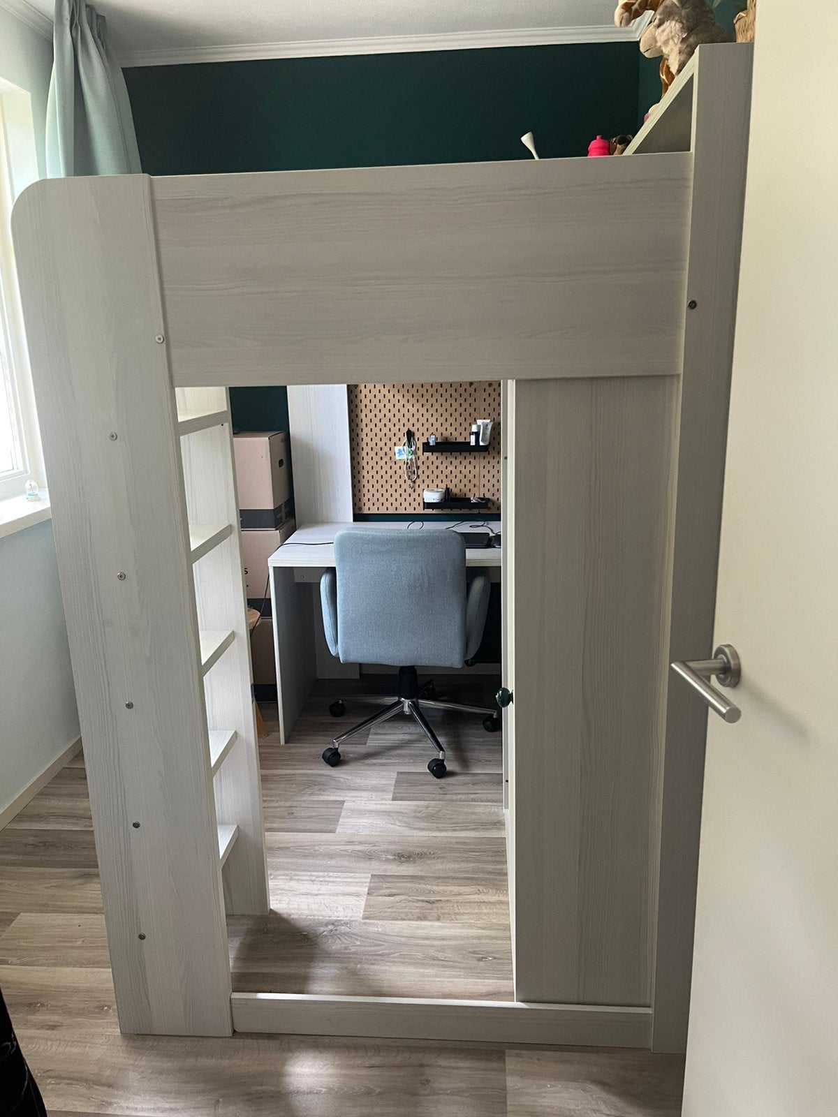 Degelijke hoogslaper met bureau én kast!, Ophalen, Gebruikt, Hoogslaper