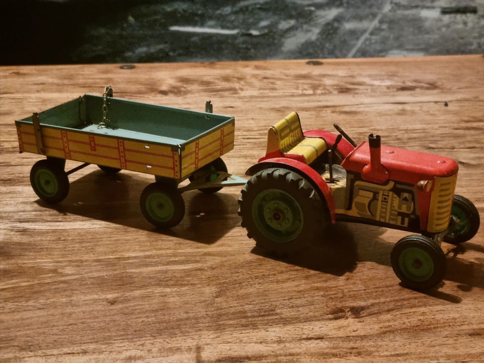 Vintage blikken Zetor tractor met aanhanger - KON, Ophalen of Verzenden, Gebruikt