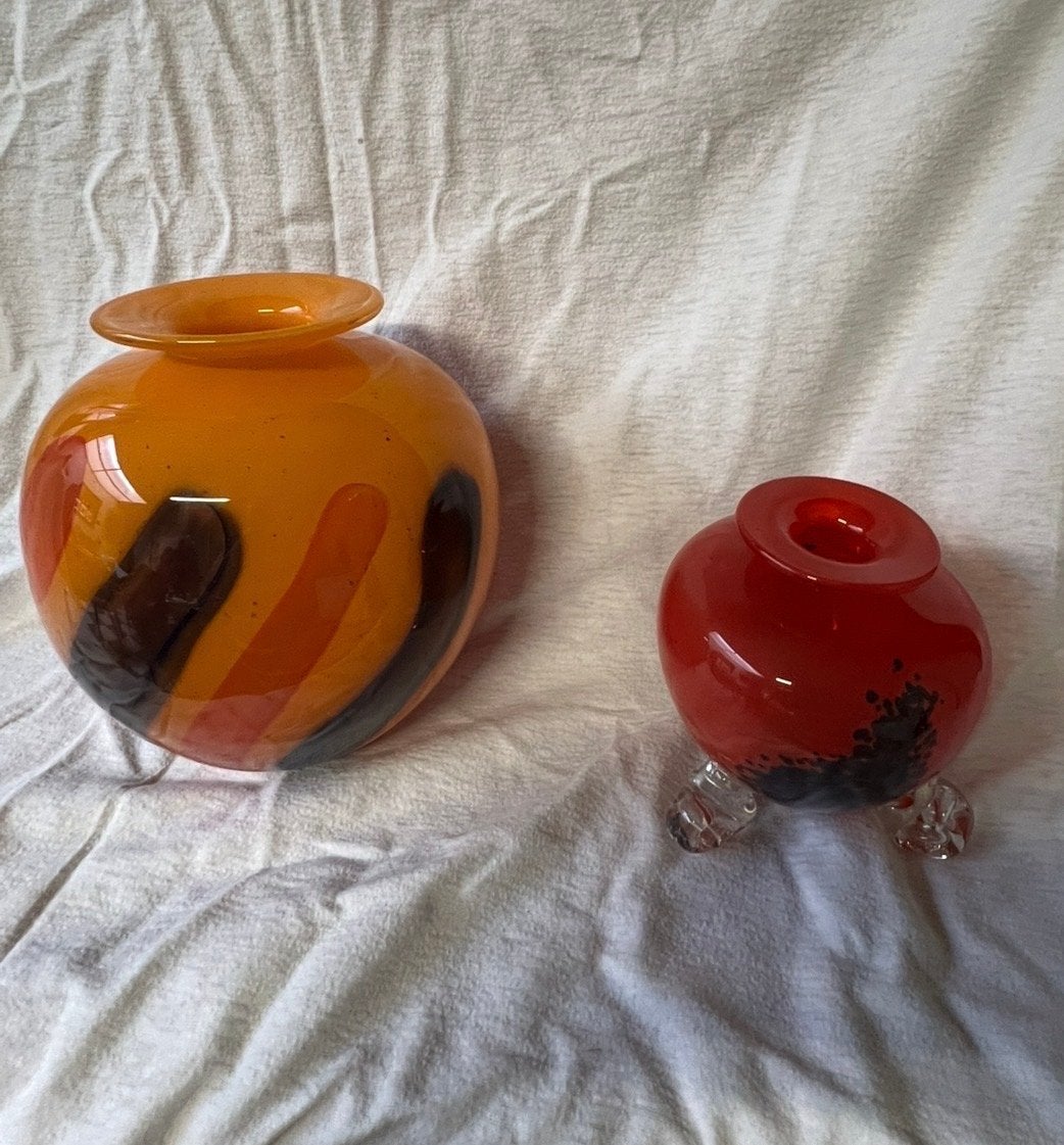 Set van 3 decoratieve glazen vazen, Ophalen of Verzenden