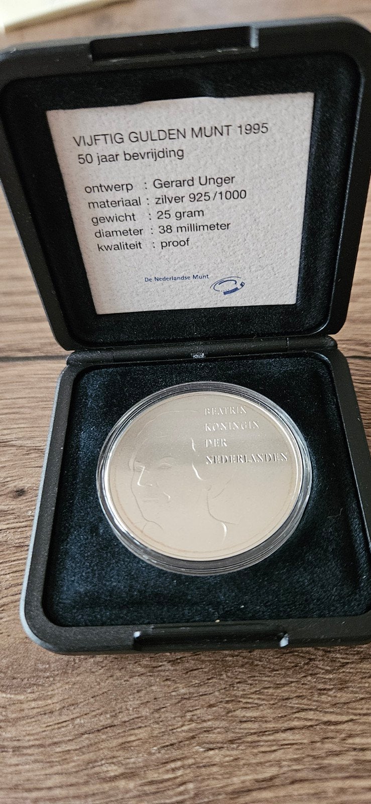 Zilveren 50 gulden 1995 Beatrix 50 jaar Bevrijding proof, Koningin Beatrix, Zilver, Ophalen of Verzenden, Losse munt