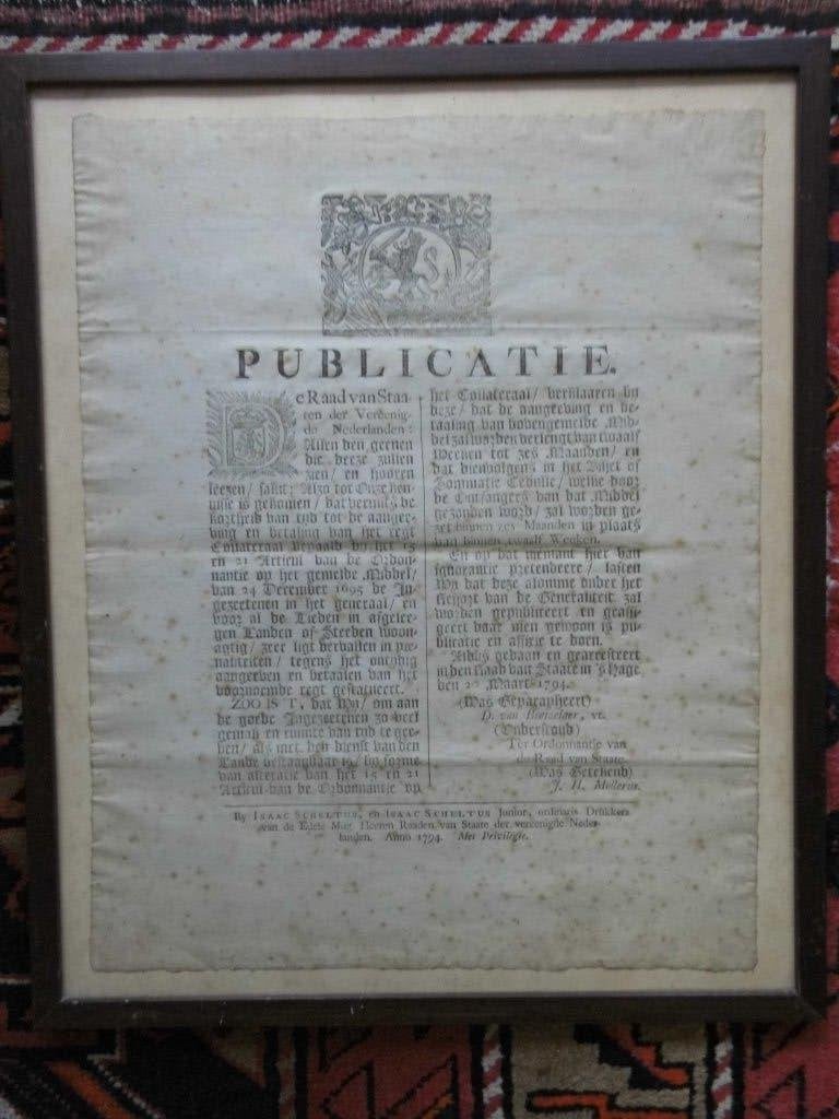 Publicatie Raad van State uit 1794, Ophalen