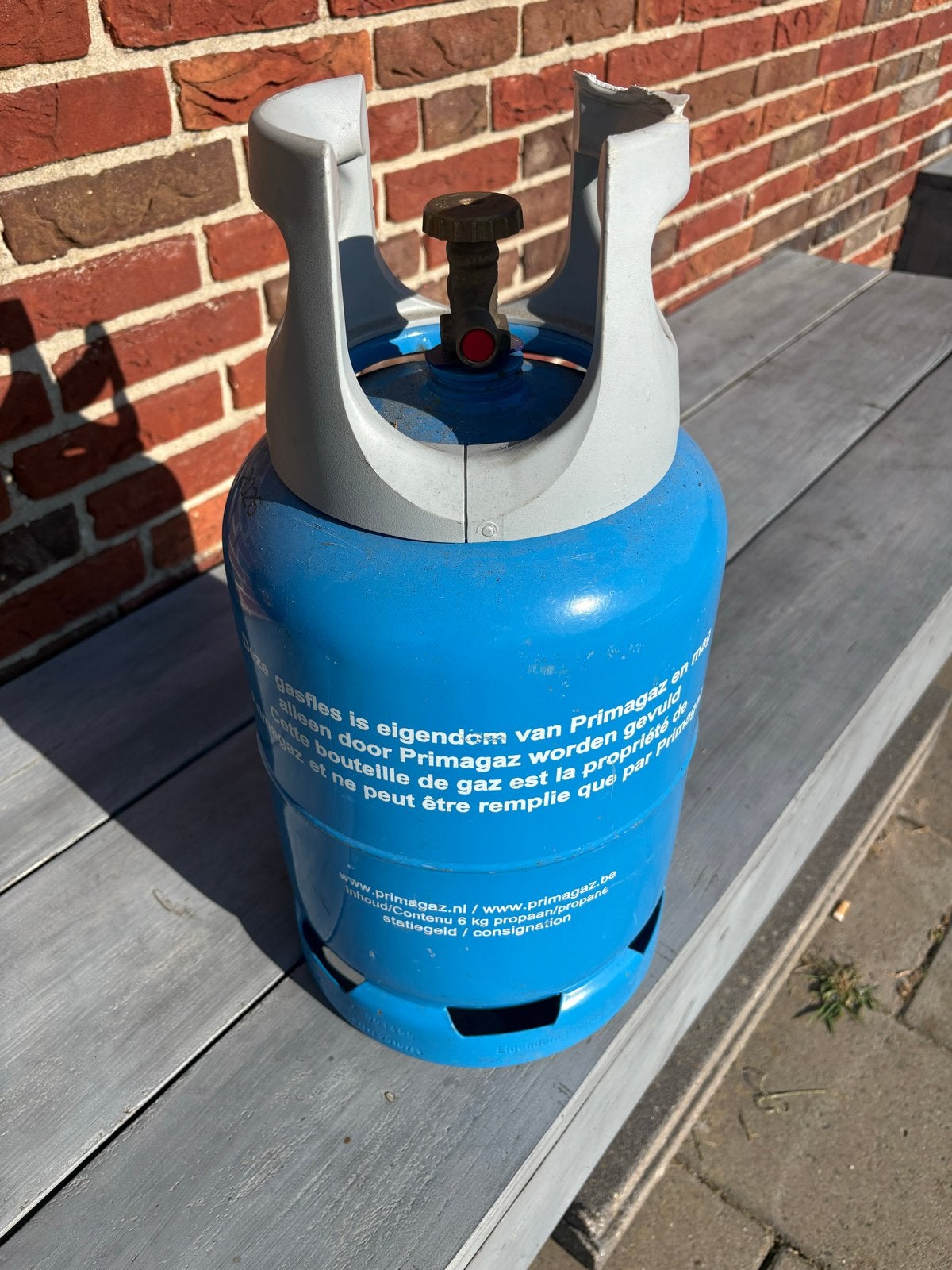 Primagaz gasfles (leeg), Ophalen, Gebruikt