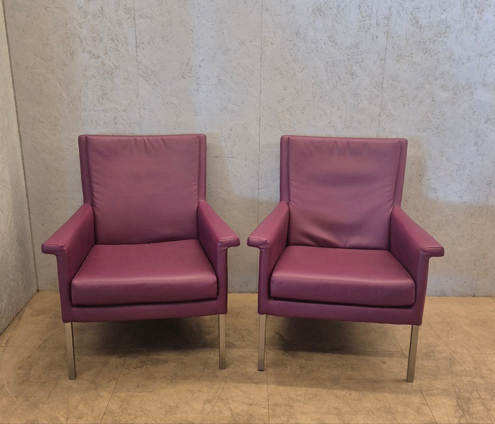 Bert Plantagie Vogue fauteuils leer paars/bordeaux, Huis en Inrichting, Ophalen, Gebruikt, N.v.t, Modern
